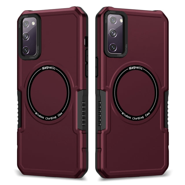 For Samsung Galaxy S20 FE MagSafe Shockproof Armor Phone Case(Wine Red)