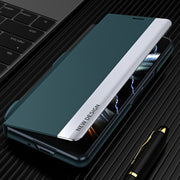For Samsung Galaxy Z Fold4 Shockproof Full Coverage Leather Phone Case with Pen Slot(Green)