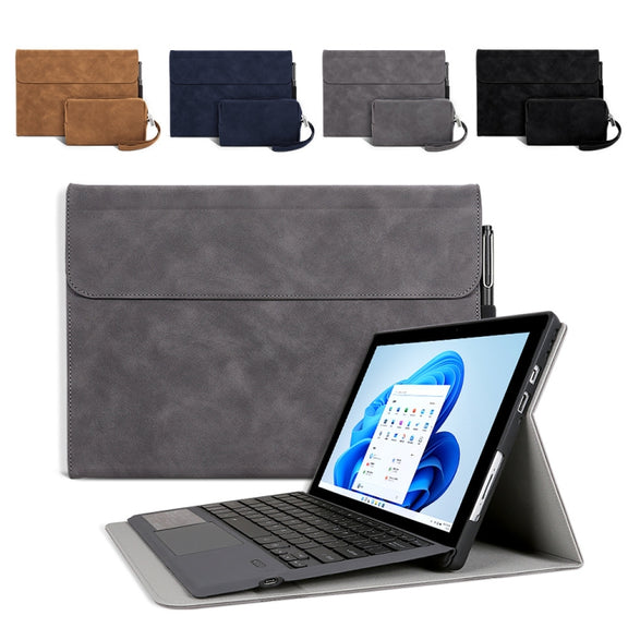 For Microsoft Surface Pro 9 / Surface Pro 10 Sheepskin All-Inclusive Shockproof Protective Case with Power Bag(Grey)