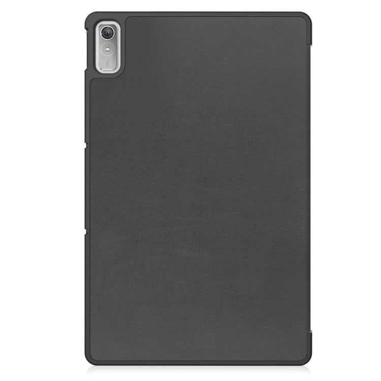 For Lenovo Tab P11 Gen 2 Custer Pure Color 3-Fold Holder Leather Smart Tablet Case(Black) - Lenovo by PMC TechLife | Online Shopping South Africa | PMC TechLife | Buy Now Pay Later Mobicred