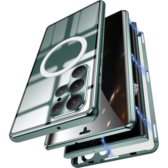 For Samsung Galaxy S22 Ultra 5G Lens Protector MagSafe Double Sided Magnetic Phone Case(Green)