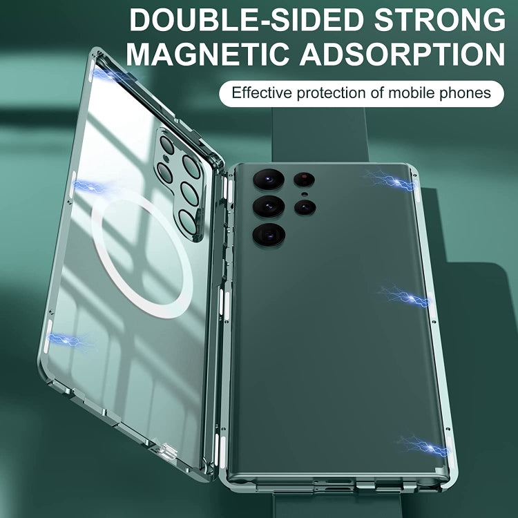 For Samsung Galaxy S22 Ultra 5G Lens Protector MagSafe Double Sided Magnetic Phone Case(Green)