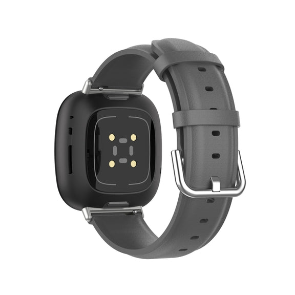 For Fitbit Versa 3 / Sense Genuine Leather Watch Band(Grey)