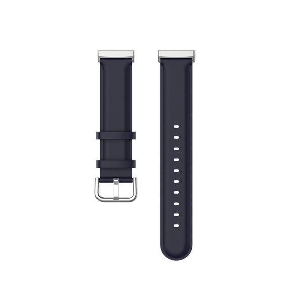 For Fitbit Versa 3 / Sense Genuine Leather Watch Band(Navy Blue)