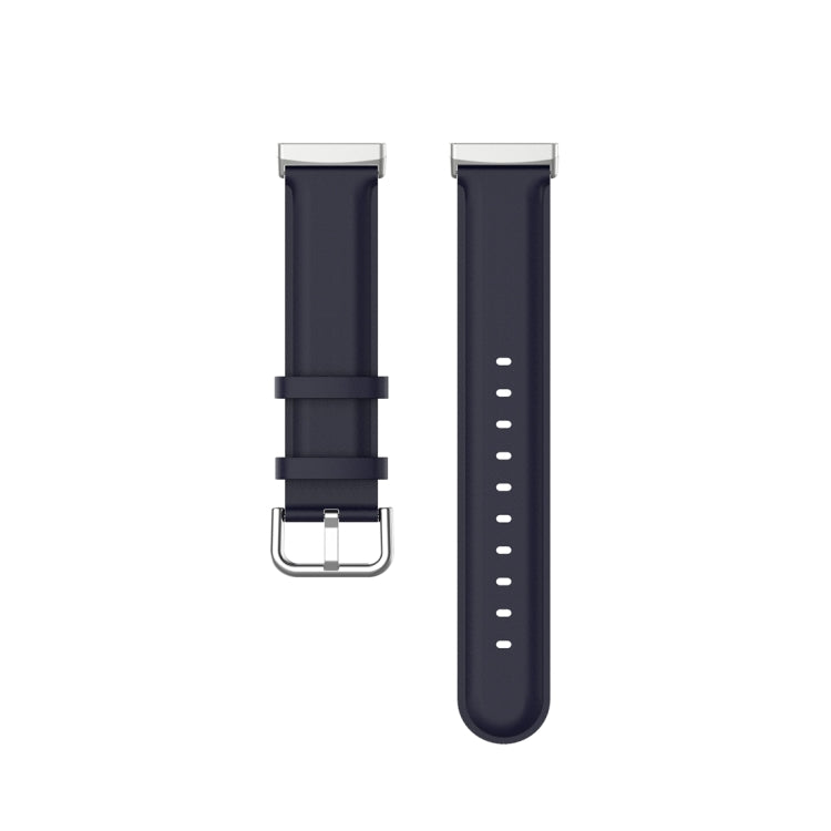 For Fitbit Versa 3 / Sense Genuine Leather Watch Band(Navy Blue)
