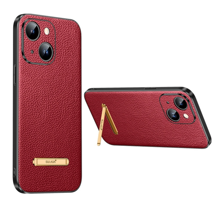 For iPhone 14 SULADA Famous Artisan Series Litchi Leather PC + TPU Phone Case(Red) - iPhone 14 Cases by SULADA | Online Shopping South Africa | PMC TechLife | Buy Now Pay Later Mobicred