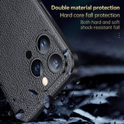 For iPhone 14 SULADA Famous Artisan Series Litchi Leather PC + TPU Phone Case(Black)