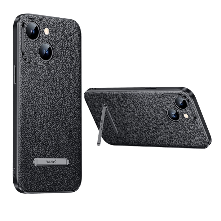 For iPhone 14 Plus SULADA Famous Artisan Series Litchi Leather PC + TPU Phone Case(Black) - iPhone 14 Plus Cases by SULADA | Online Shopping South Africa | PMC TechLife | Buy Now Pay Later Mobicred