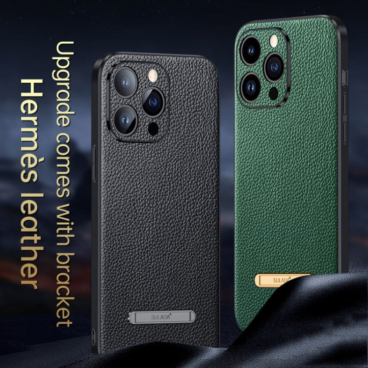 For iPhone 14 Plus SULADA Famous Artisan Series Litchi Leather PC + TPU Phone Case(Brown)