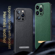 For iPhone 14 Pro SULADA Famous Artisan Series Litchi Leather PC + TPU Phone Case(Black)
