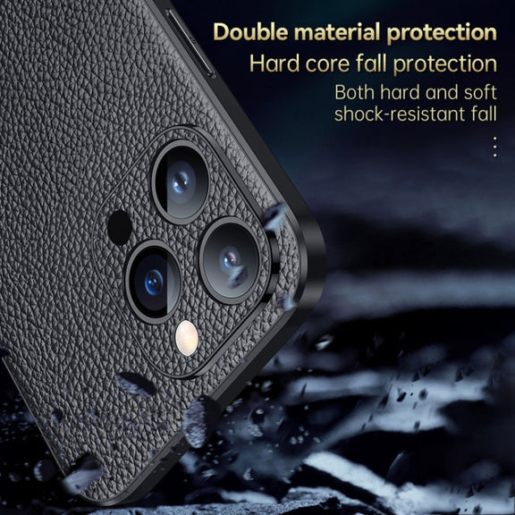 For iPhone 14 Pro SULADA Famous Artisan Series Litchi Leather PC + TPU Phone Case(Brown)