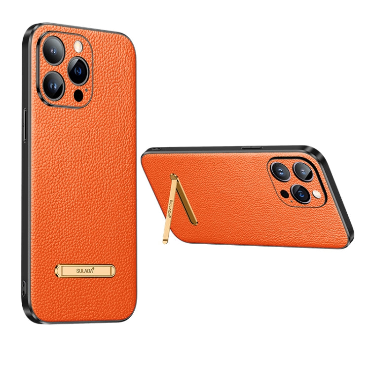 For iPhone 14 Pro Max SULADA Famous Artisan Series Litchi Leather PC + TPU Phone Case(Orange) - iPhone 14 Pro Max Cases by SULADA | Online Shopping South Africa | PMC TechLife