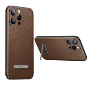 For iPhone 14 Pro Max SULADA Famous Artisan Series Litchi Leather PC + TPU Phone Case(Brown)