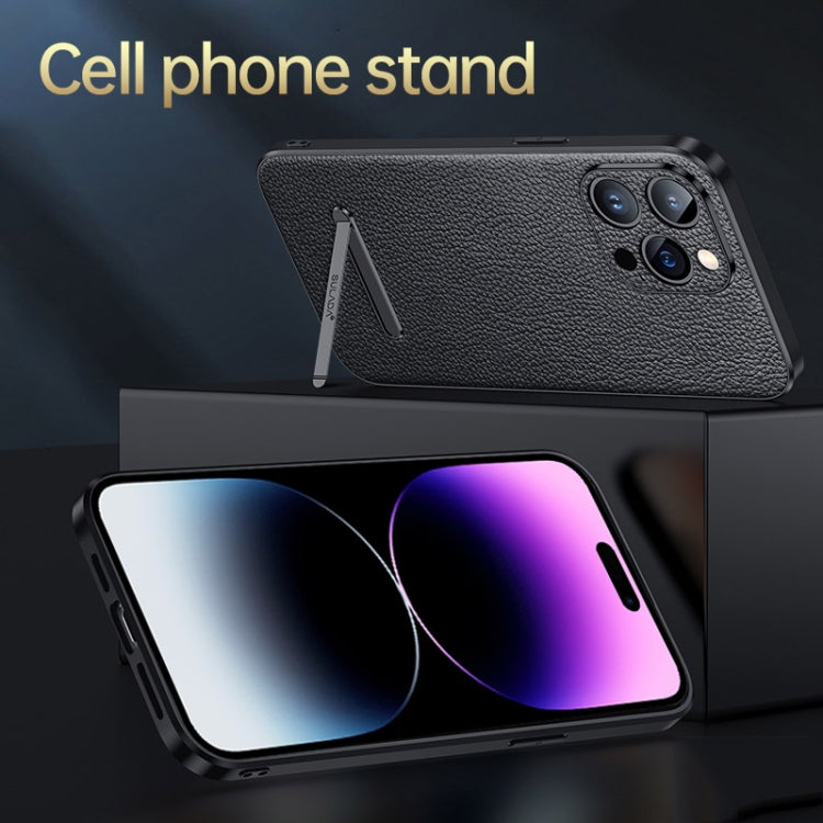 For iPhone 14 Pro Max SULADA Famous Artisan Series Litchi Leather PC + TPU Phone Case(Blue) - iPhone 14 Pro Max Cases by SULADA | Online Shopping South Africa | PMC TechLife