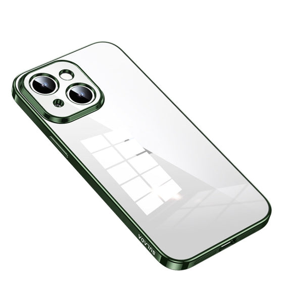 For iPhone 14 SULADA Shine Through Series Plating TPU Transparent Phone Protective Case(Green)