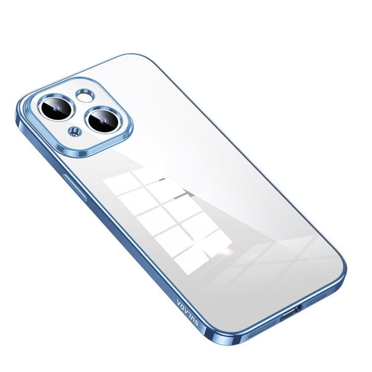 For iPhone 14 Plus SULADA Shine Through Series Plating TPU Transparent Phone Protective Case(Sierra Blue) - iPhone 14 Plus Cases by SULADA | Online Shopping South Africa | PMC TechLife | Buy Now Pay Later Mobicred