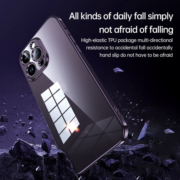 For iPhone 14 Pro SULADA Shine Through Series Plating TPU Transparent Phone Protective Case(Black)