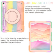 For iPad 2025 / 2022 360 Rotation PC+Silicone Tablet Case(Colorful Rose Gold)