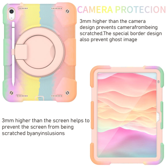 For iPad 2025 / 2022 360 Rotation PC+Silicone Tablet Case(Colorful Rose Gold)
