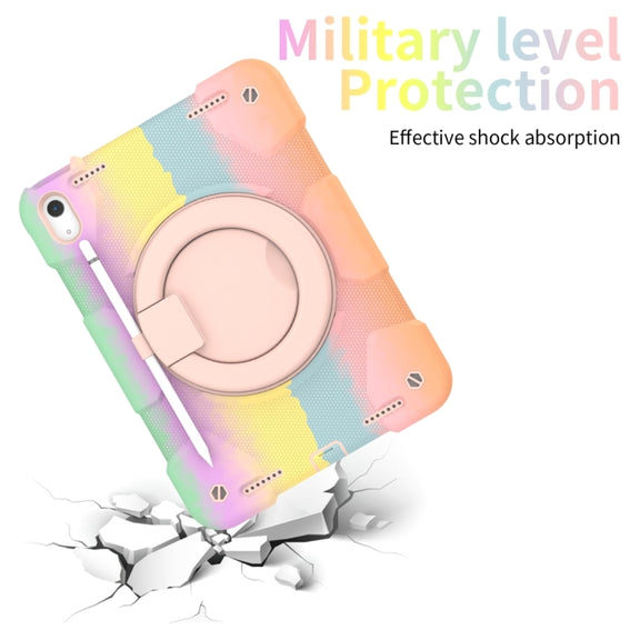 For iPad 2025 / 2022 360 Rotation PC+Silicone Tablet Case(Colorful Rose Gold)