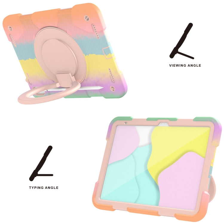 For iPad 2025 / 2022 360 Rotation PC+Silicone Tablet Case(Colorful Rose Gold)