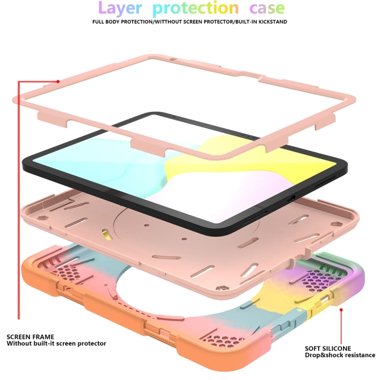 For iPad 2025 / 2022 360 Rotation PC+Silicone Tablet Case(Colorful Rose Gold)