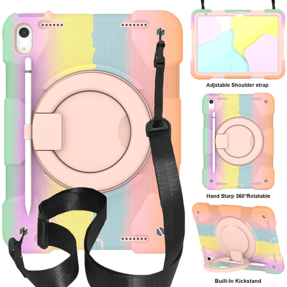 For iPad 2025 / 2022 360 Rotation PC+Silicone Tablet Case(Colorful Rose Gold)