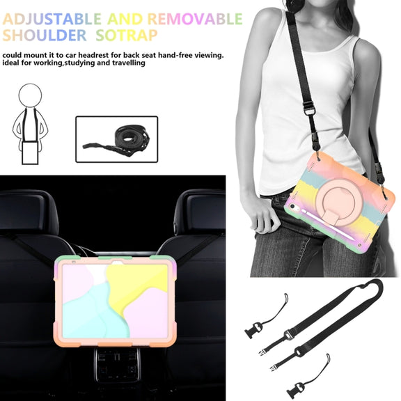 For iPad 2025 / 2022 360 Rotation PC+Silicone Tablet Case(Colorful Rose Gold)