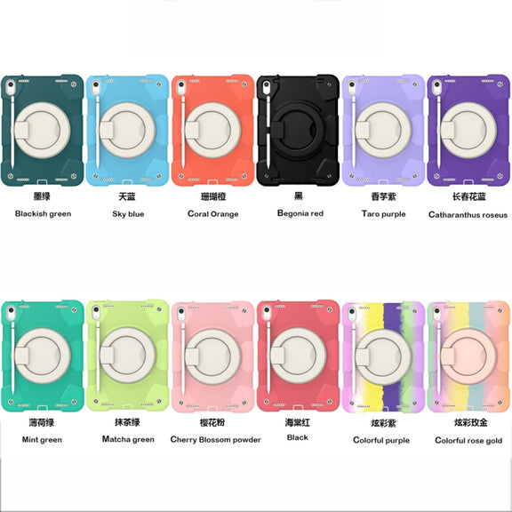For iPad 2025 / 2022 360 Rotation PC+Silicone Tablet Case(Catharanthus Roseus)