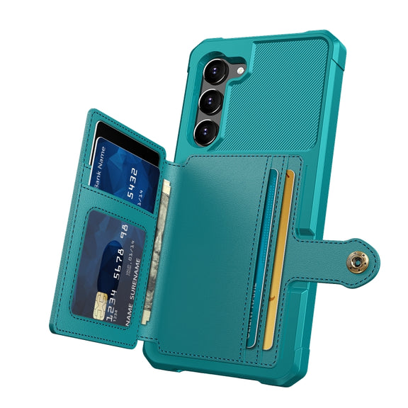 For Samsung Galaxy S23 5G Magnetic Wallet Card Bag Leather Phone Case(Cyan)