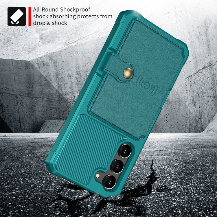 For Samsung Galaxy S23 5G Magnetic Wallet Card Bag Leather Phone Case(Cyan)