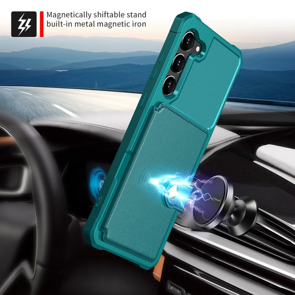For Samsung Galaxy S23 5G Magnetic Wallet Card Bag Leather Phone Case(Cyan)