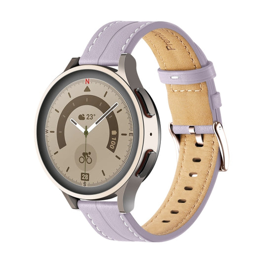 For Realme Watch 3/Amazfit GTR4/4 Pro Universal Grooved Genuine Leather Watch Band(Purple) - free shipping - PMC Jewellery - Order now!