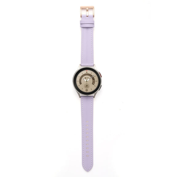 For Realme Watch 3/Amazfit GTR4/4 Pro Universal Grooved Genuine Leather Watch Band(Purple)