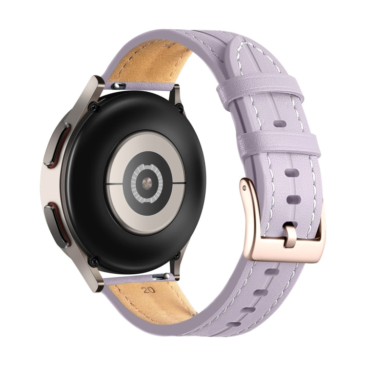 For Realme Watch 3/Amazfit GTR4/4 Pro Universal Grooved Genuine Leather Watch Band(Purple) - free shipping - PMC Jewellery - Order now!