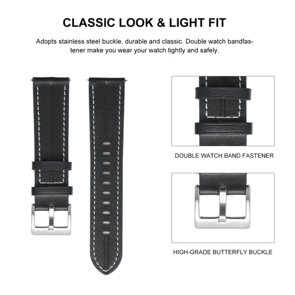 For Realme Watch 3/Amazfit GTR4/4 Pro Universal Grooved Genuine Leather Watch Band(Purple)