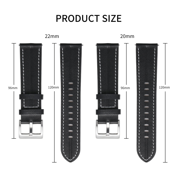 For Realme Watch 3/Amazfit GTR4/4 Pro Universal Grooved Genuine Leather Watch Band(Purple) - free shipping - PMC Jewellery - Order now!
