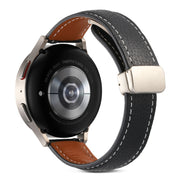 For Realme Watch 3/Amazfit GTR4/4 Pro Universal Folding Buckle Genuine Leather Watch Band(Black)