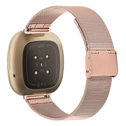 For Fitbit Versa 3 / Sense Milan Buckle Metal Watch Band(Rose Gold)