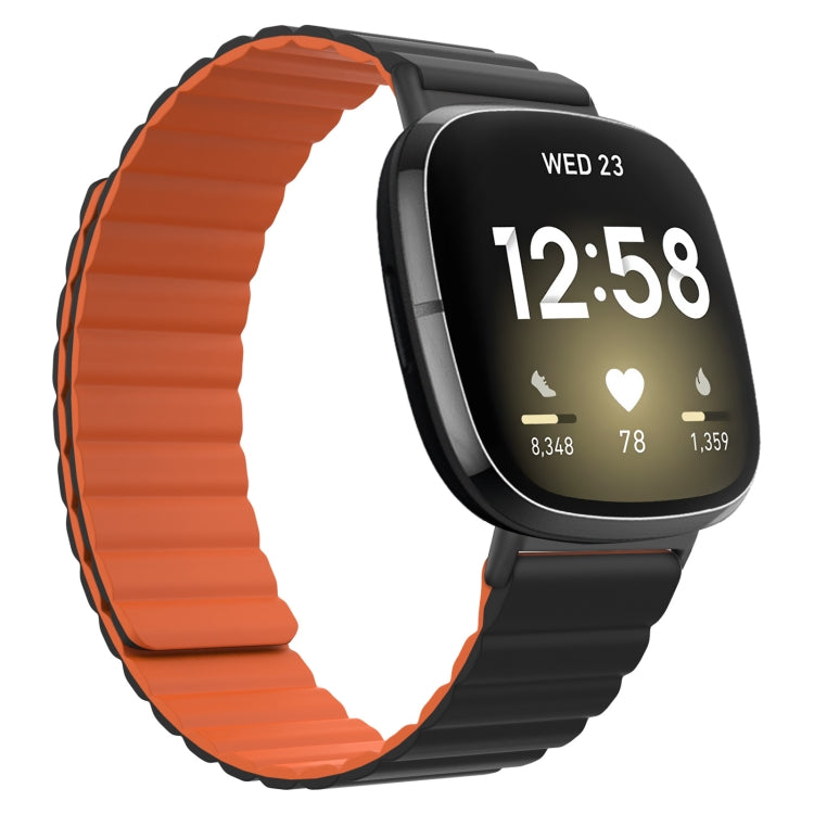 For Fitbit Versa 3 / Sense Universal Magnetic Silicone Watch Band(Black Orange) - free shipping - PMC TechLife - Order now!
