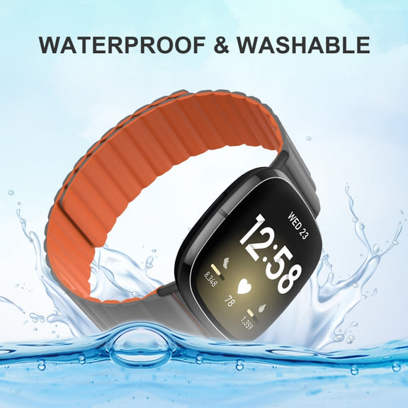 For Fitbit Versa 4 / Sense 2 Universal Magnetic Silicone Watch Band(Red)