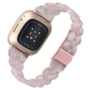 For Fitbit Versa 3 / Sense Universal Rhombus Resin Watch Band(Pink Flower)