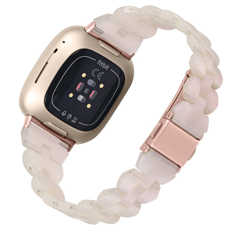 For Fitbit Versa 4 / Sense 2 Universal Rhombus Resin Watch Band(Mermaid Pink)