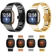 For Fitbit Versa 3 / Sense Universal Butterfly Buckle Metal Watch Band(Gold)