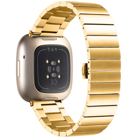 For Fitbit Versa 4 / Sense 2 Universal Butterfly Buckle Metal Watch Band(Gold)