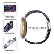 For Fitbit Versa 3 / Sense Universal Resin Watch Band(Purple Green Flower)