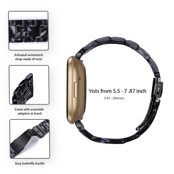 For Fitbit Versa 3 / Sense Universal Resin Watch Band(Black Flower)