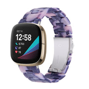 For Fitbit Versa 3 / Sense Universal Resin Watch Band(Dark Black Pink)