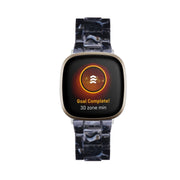 For Fitbit Versa 3 / Sense Universal Resin Watch Band(Shiny Black)