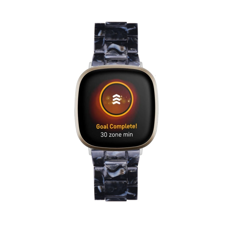For Fitbit Versa 3 / Sense Universal Resin Watch Band(Shiny Black)